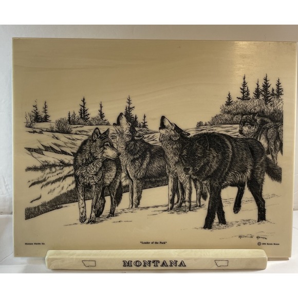 Other - Vintage 1991 Bernie Brown Montana Marble Inc "Leader Of The Pack " Marble Plaque